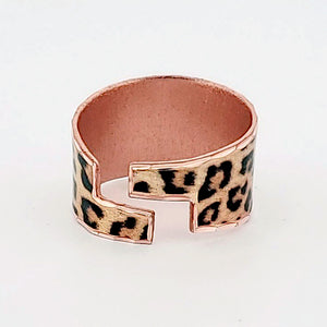 Copper Art Ring  - Leopard Print