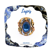 Load image into Gallery viewer, Mixed Metal Statement Cuff Ring - Lapis Lazulli - UrbanroseNYC
