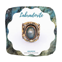 Load image into Gallery viewer, Mixed Metal Statement Cuff Ring - Labradorite - UrbanroseNYC
