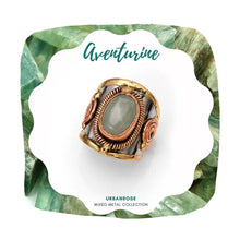 Load image into Gallery viewer, Mixed Metal Statement Cuff Ring - Aventurine UrbanroseNYC
