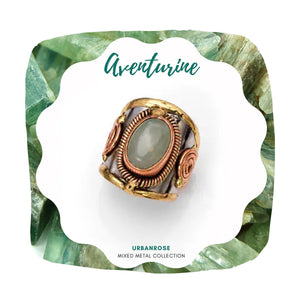 Mixed Metal Statement Cuff Ring - Aventurine UrbanroseNYC