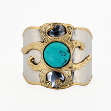 Load image into Gallery viewer, Mixed Metal Cuff Bracelet - Turquoise - UrbanroseNYC
