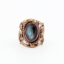 Load image into Gallery viewer, Mixed Metal Statement Cuff Ring - Labradorite - UrbanroseNYC
