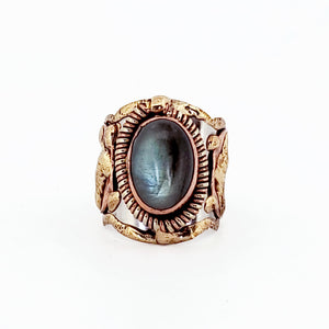 Mixed Metal Statement Cuff Ring - Labradorite - UrbanroseNYC