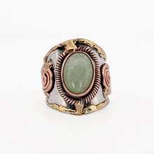 Load image into Gallery viewer, Mixed Metal Statement Cuff Ring - Aventurine UrbanroseNYC
