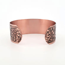 Load image into Gallery viewer, Solid Copper Cuff - Embossed Floral - UrbanroseNYC
