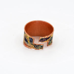 Copper Art Ring  - Gustav Klimt Lady With A Fan