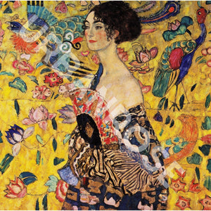 Copper Art Ring  - Gustav Klimt Lady With A Fan - UrbanroseNYC