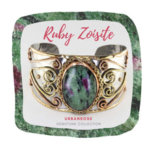 Load image into Gallery viewer, Mixed Metal Statement Cuff Bracelet - Ruby Zoisite - UrbanroseNYC
