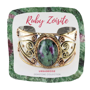 Mixed Metal Statement Cuff Bracelet - Ruby Zoisite - UrbanroseNYC