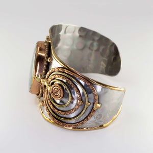 Mixed Metal Cuff Bracelet - Ruby Fuchsite UrbanroseNYC