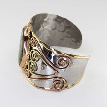 Load image into Gallery viewer, Mixed Metal Statement Cuff Bracelet - Ruby Zoisite - UrbanroseNYC
