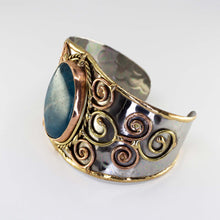 Load image into Gallery viewer, Mixed Metal Cuff Bracelet - Apatite - UrbanroseNYC
