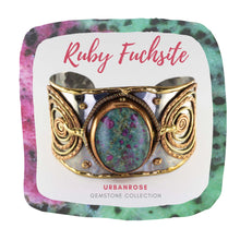 Load image into Gallery viewer, Mixed Metal Cuff Bracelet - Ruby Fuchsite UrbanroseNYC
