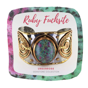 Mixed Metal Cuff Bracelet - Ruby Fuchsite UrbanroseNYC