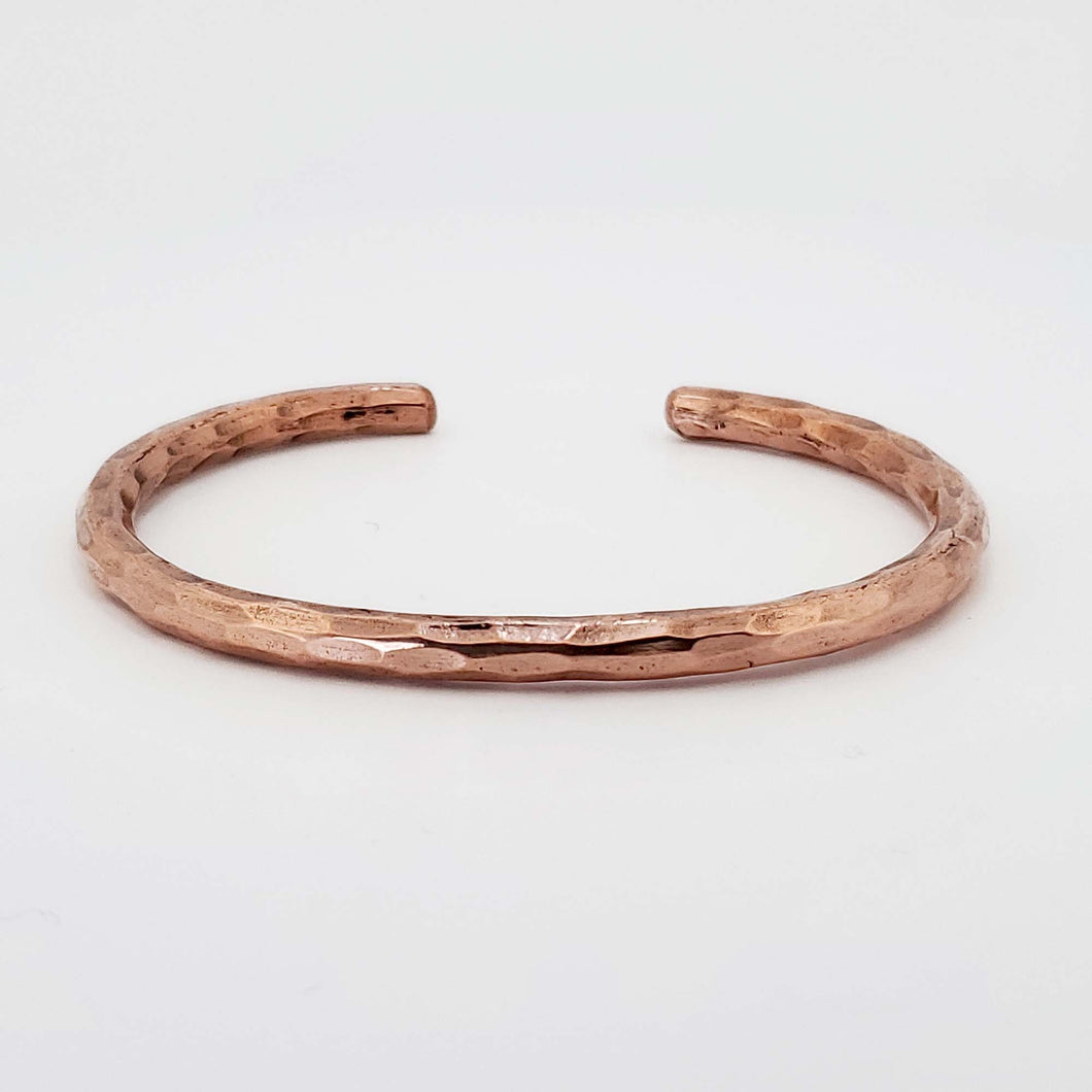 Solid Copper Thin Hammered Bangle - UrbanroseNYC