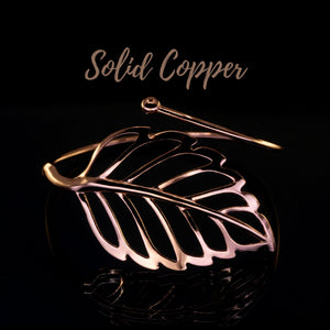 Solid Copper Leaf Bypass Bracelet - UrbanroseNYC