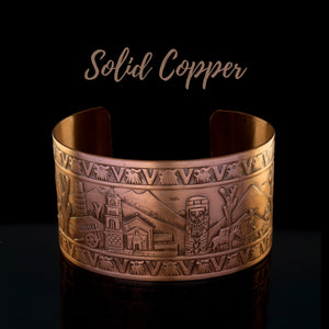 Solid Copper Cuff - Mexican Motif - UrbanroseNYC