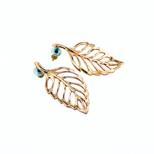 Solid Copper Cutout Leaf Earrings - UrbanroseNYC