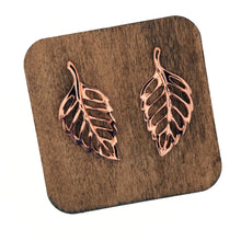 Load image into Gallery viewer, Solid Copper Cutout Leaf Earrings - UrbanroseNYC
