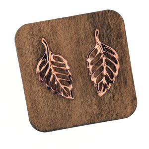 Solid Copper Cutout Leaf Earrings - UrbanroseNYC