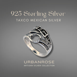 Taxco Sterling Silver Buckle Ring - UrbanroseNYC