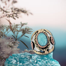 Load image into Gallery viewer, Mixed Metal Statement Cuff Ring - Amazonite - UrbanroseNYC
