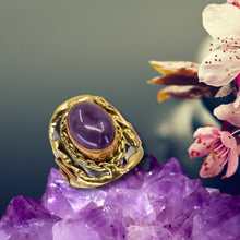 Load image into Gallery viewer, Mixed Metal Statement Cuff Ring - Amethyst - UrbanroseNYC
