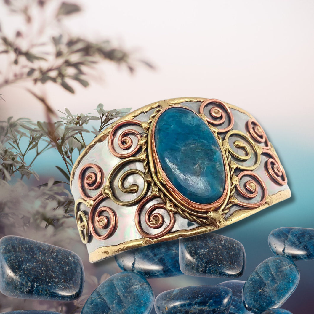 Mixed Metal Cuff Bracelet - Apatite - UrbanroseNYC