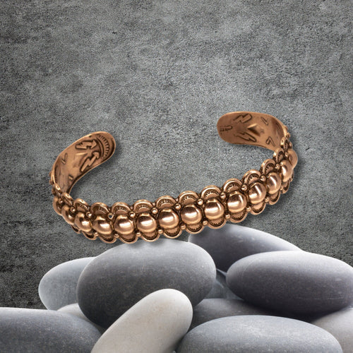 Solid Copper Beaded Cuff - UrbanroseNYC