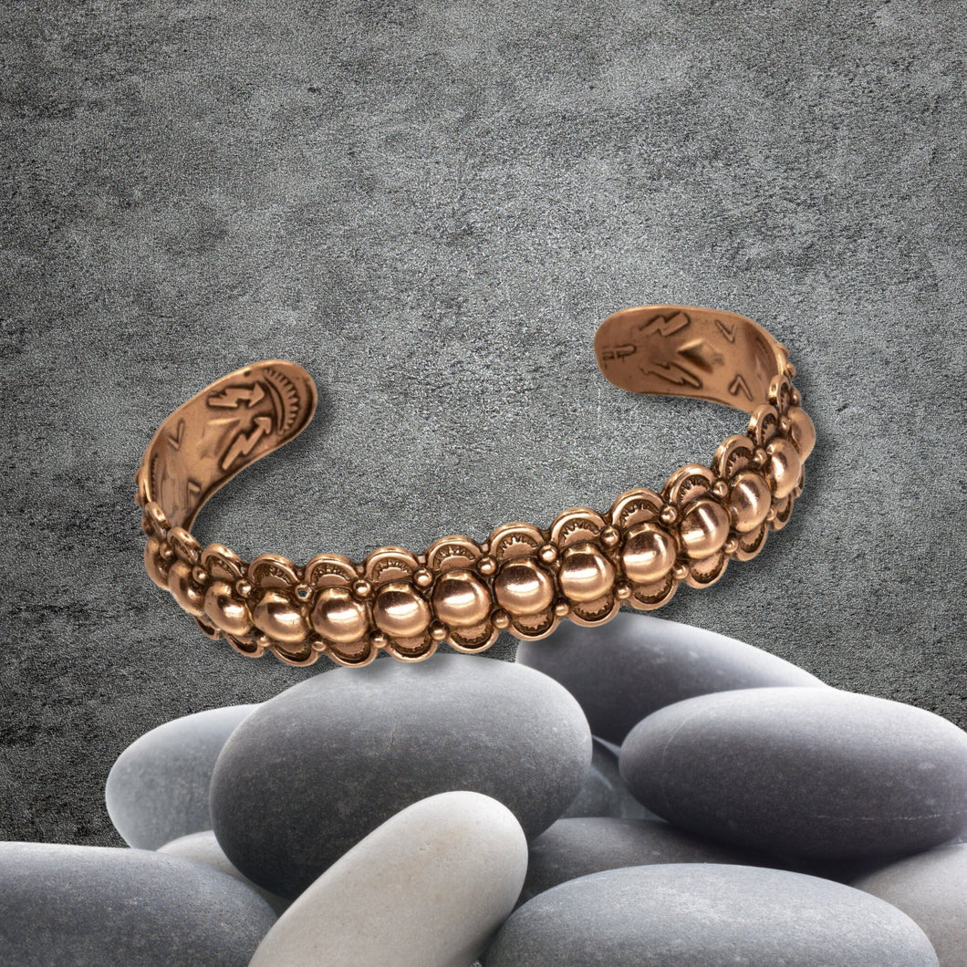 Solid Copper Beaded Cuff - UrbanroseNYC