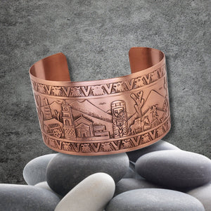 Solid Copper Cuff - Mexican Motif - UrbanroseNYC