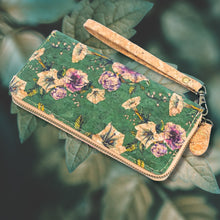 Load image into Gallery viewer, Portuguese Cork Wallet - Green Floral lifestyle view UrbanroseNYC
