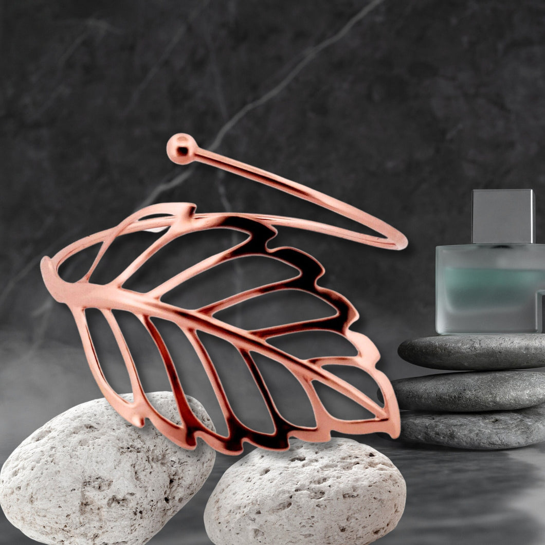 Solid Copper Leaf Bypass Bracelet - UrbanroseNYC