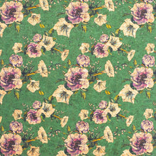 Load image into Gallery viewer, Portuguese Cork fabric - Green Floral UrbanroseNYC
