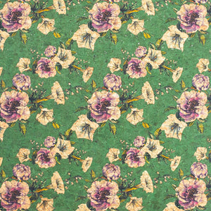 Portuguese Cork fabric - Green Floral UrbanroseNYC