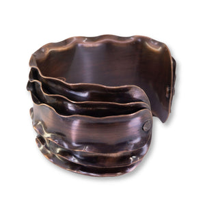 Luxury Solid Copper Statement Cuff Bracelet With Ruffled Edges