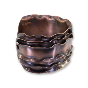 Luxury Solid Copper Statement Cuff Bracelet With Ruffled Edges