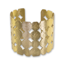Load image into Gallery viewer, Luxury Brass Statement Cuff Bracelet With Joined Circles
