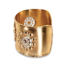 Load image into Gallery viewer, Polished Brass Luxury Statement Cutout Cuff Bracelet With Rhinestones
