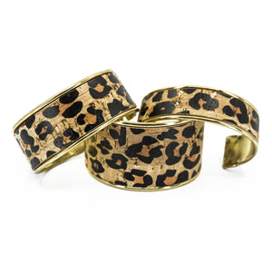 Portuguese Cork Channel Cuff - Leopard Print - Portuguese Cork Channel Cuff - Leopard Print - UrbanroseNYC