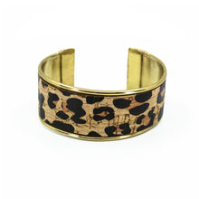 Load image into Gallery viewer, Portuguese Cork Channel Cuff - Leopard Print - 1 inch - UrbanroseNYC
