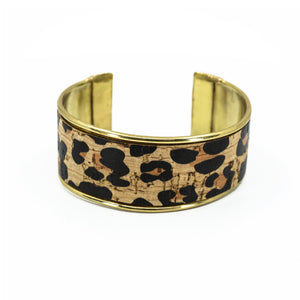 Portuguese Cork Channel Cuff - Leopard Print - 1 inch - UrbanroseNYC