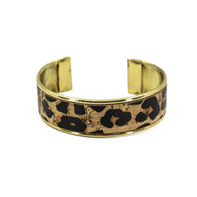Load image into Gallery viewer, Portuguese Cork Channel Cuff - Leopard Print - .75 inches - UrbanroseNYC

