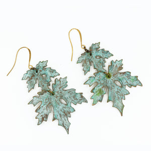 Patina Maple Leaf Earrings - Patina Maple Leaf Earrings - UrbanroseNYC