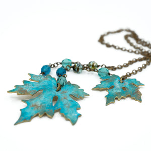Patina Maple Leaf Necklace - Patina Maple Leaf Necklace - UrbanroseNYC