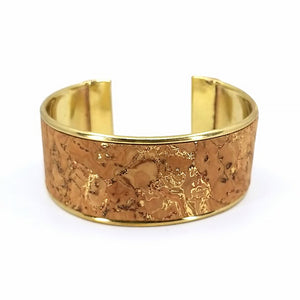 Portuguese Cork Channel Cuff - Metallic Gold Swirl - Portuguese Cork Channel Cuff - Metallic Gold Swirl - UrbanroseNYC