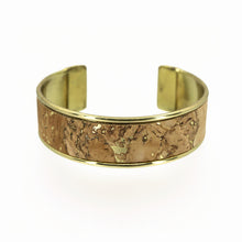 Load image into Gallery viewer, Portuguese Cork Channel Cuff - Metallic Gold Marble - .75 inches - UrbanroseNYC
