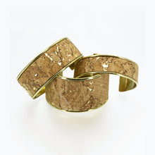 Load image into Gallery viewer, Portuguese Cork Channel Cuff - Metallic Gold Marble - Portuguese Cork Channel Cuff - Metallic Gold Marble - UrbanroseNYC
