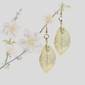 Mini Real Leaf Earrings - Gold - Mini Real Leaf Earrings - Gold - UrbanroseNYC